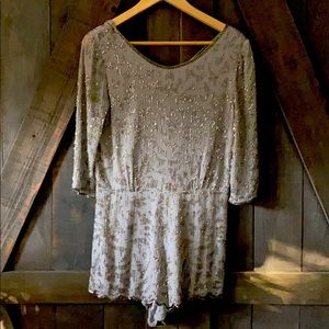 Gray Free People Sequin Romper Sm